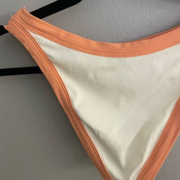 NWT L*Space Foley Bitsy Bikini Bottom Size Large White Orange - Picture 10 of 13